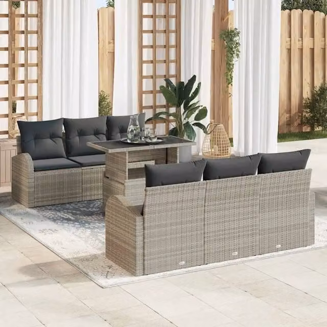 Set Divano da Giardino 7 pz Grigio chiaro 3357305