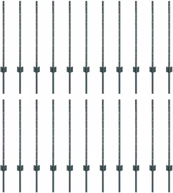 Set di 22 pali per recinzione rotondi in acciaio, colore verde, Altezza: 120 cm, CFW9897738
