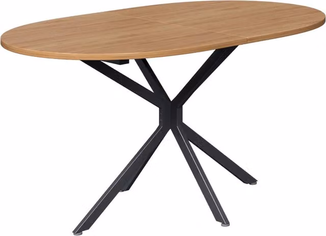 Tavolo da pranzo moderno ovale 120x80x75,5 cm con gambe a croce in metallo, Naturale, per 4-6 persone