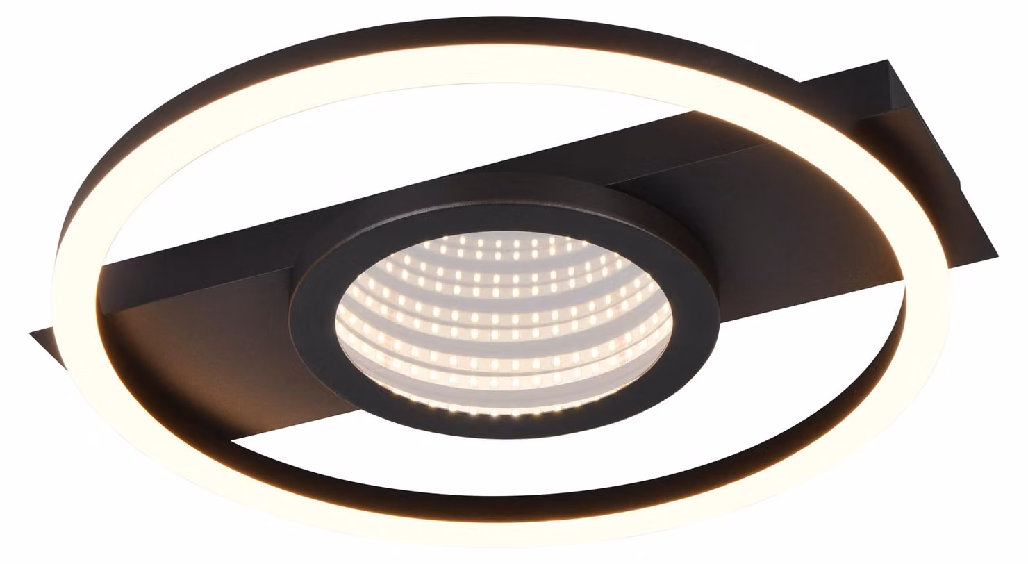 Plafoniera LED, nero, metallo, bianco caldo, L 35 cm