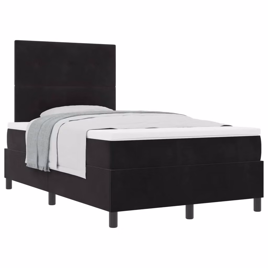 Letto a molle con testiera vidaXL in velluto nero L/P/H: 120 x 200 x 280 cm – 2