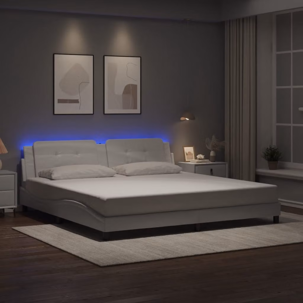 vidaXL Giroletto Zadar Bianco con LED e porta USB, L/P/H: 200 x 200 x 218 cm – 1