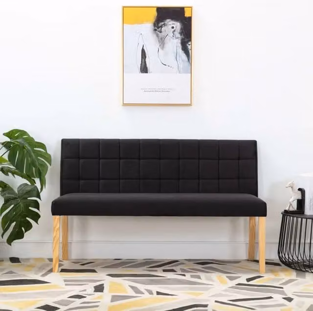 Panca-Sgabello 140 cm Nera in Velluto