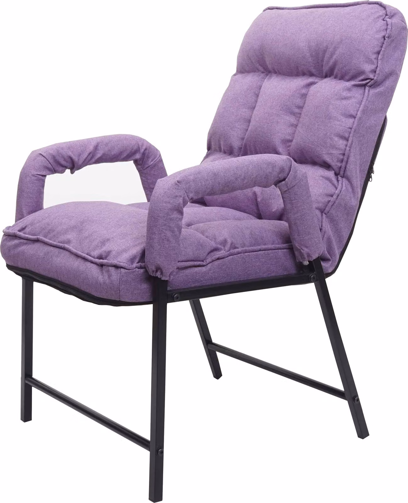 Sedia da pranzo HWC-K40, sedia imbottita, portata 160 kg schienale regolabile metallo ~ tessuto/tessuto viola-lilla