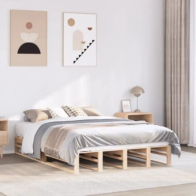 Letto senza materasso vidaXL in legno massello di pino rustico beige L/P: 160 x 200 cm