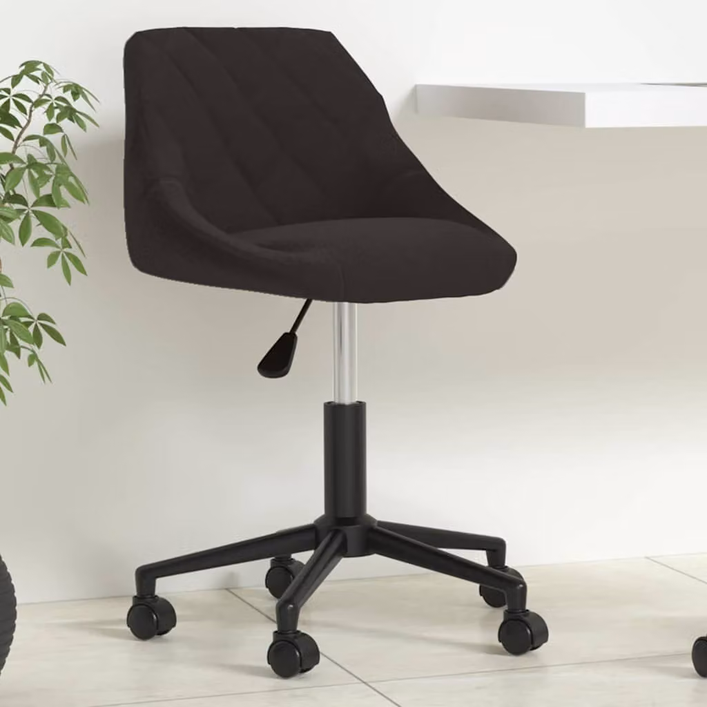 Sedia Girevole da Ufficio Moderna vidaXL in Velluto Nero con Ruote