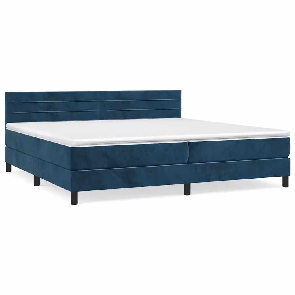 Letto Ibrido con Materasso a Molle vidaXL in Velluto Blu e Bianco L/P/H: 200 x 200 x 88 cm – 2
