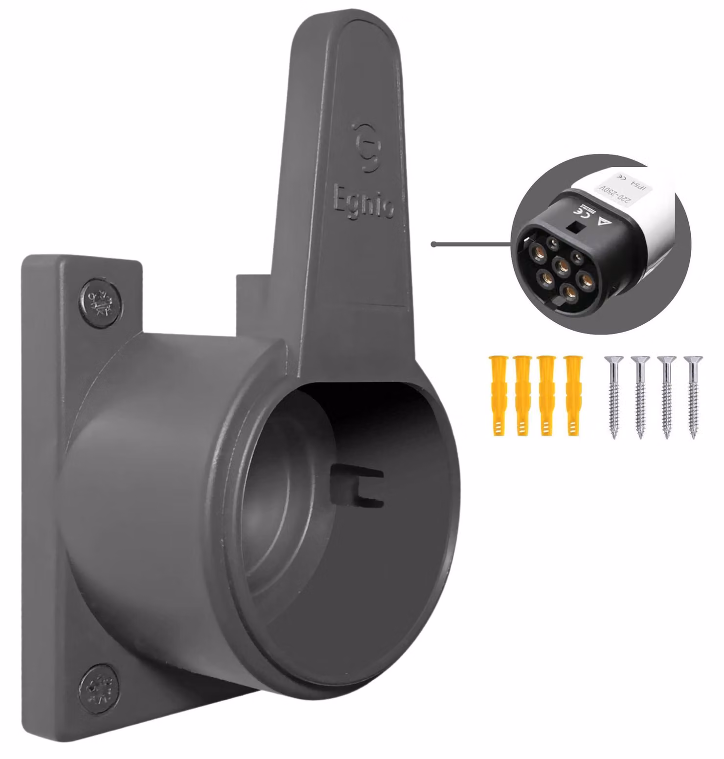 Organizzatore di cavi per veicoli elettrici, modello 2, supporto da parete per auto elettriche con connettori IEC 51296-2
