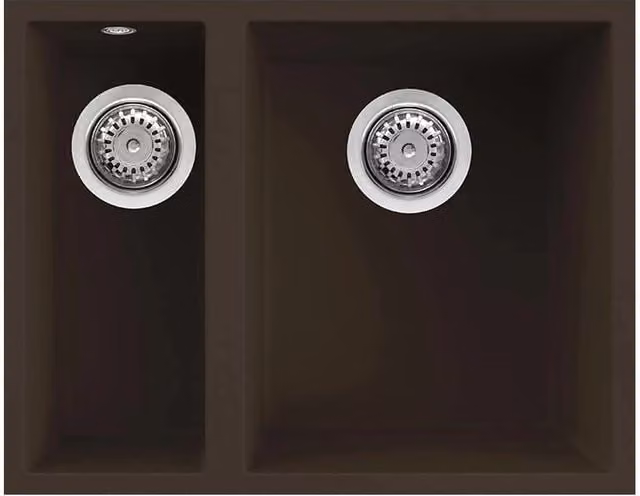 Lavello Elleci Incasso 2 vasche 56x44 Quadra 150 Sottotop Granitek Espresso Marrone LGQ15078BSO