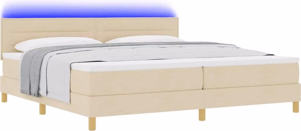 Letto a Sorgente LED con strisce LED Crema 200 x 200 cm Tessuto
