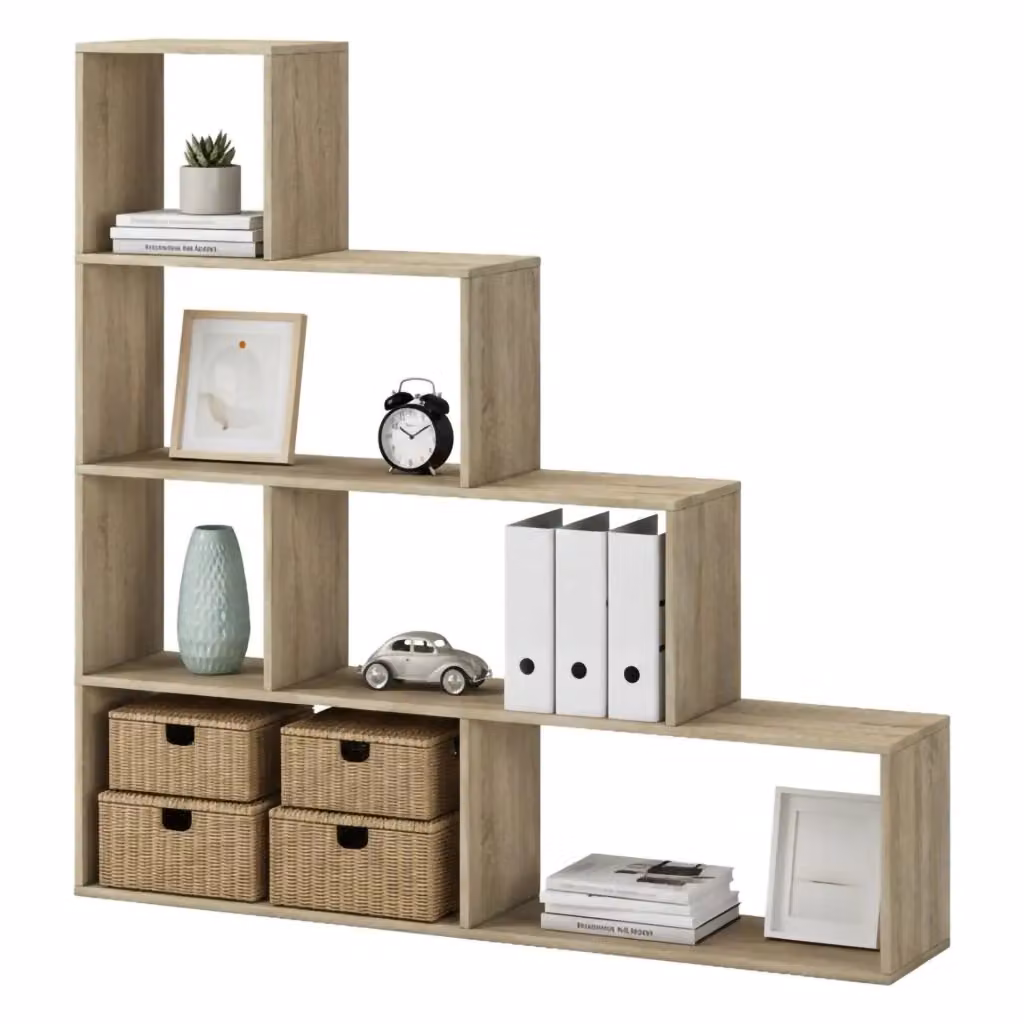 Biblioteca Serole, Libreria Moderna con 3 Ripiani in Legno Rovere Marrone, L 145 cm x P 28 cm x H 143 cm – 2