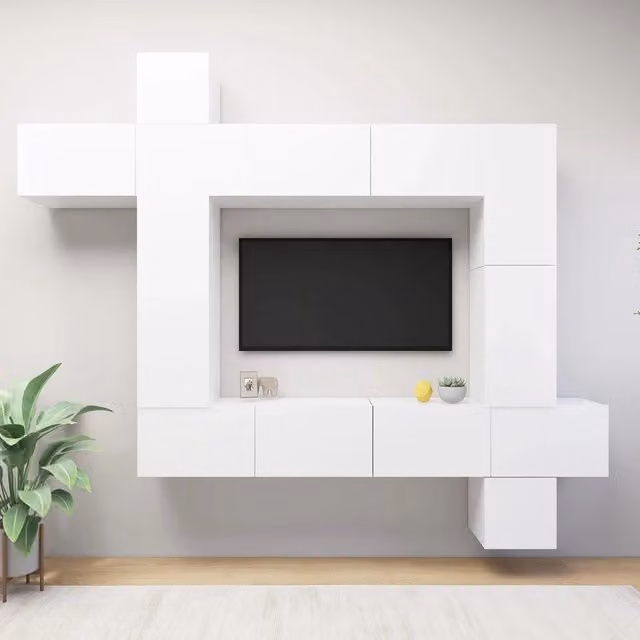 Set di mobili porta TV moderno vidaXL in legno multistrato bianco per il tuo soggiorno
