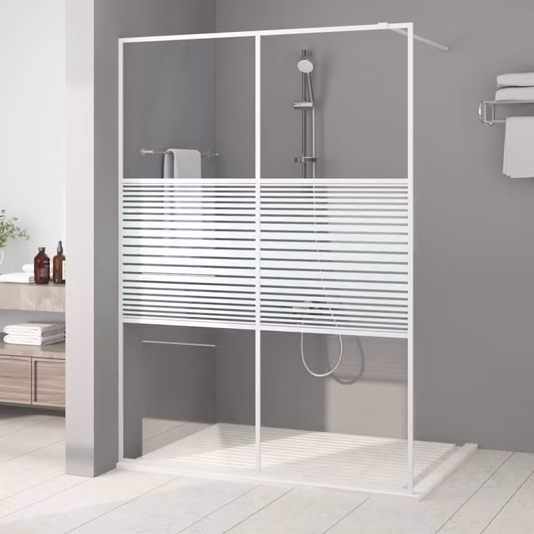 Parete Doccia Walk in vidaXL Bianca con Vetro Trasparente L: 140 cm, H: 195 cm