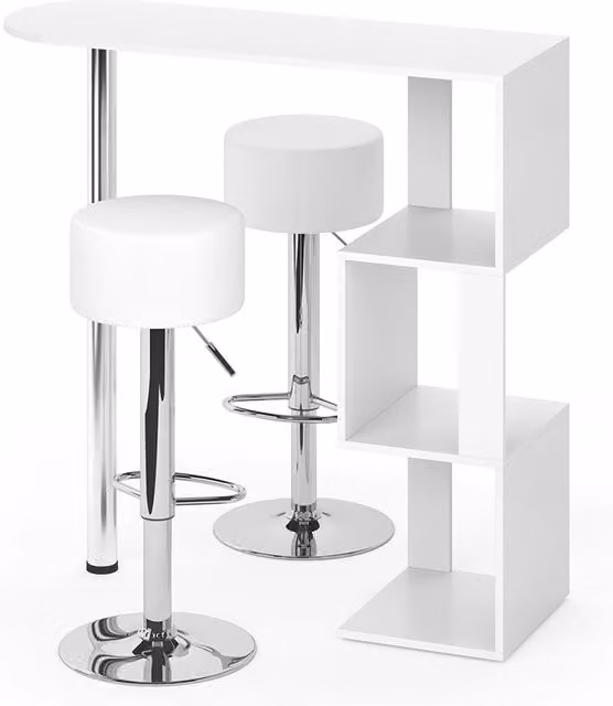 Set di tavoli da bar Vincent Bianco 113 x 39.8 cm con 2 sgabelli da bar Vicco