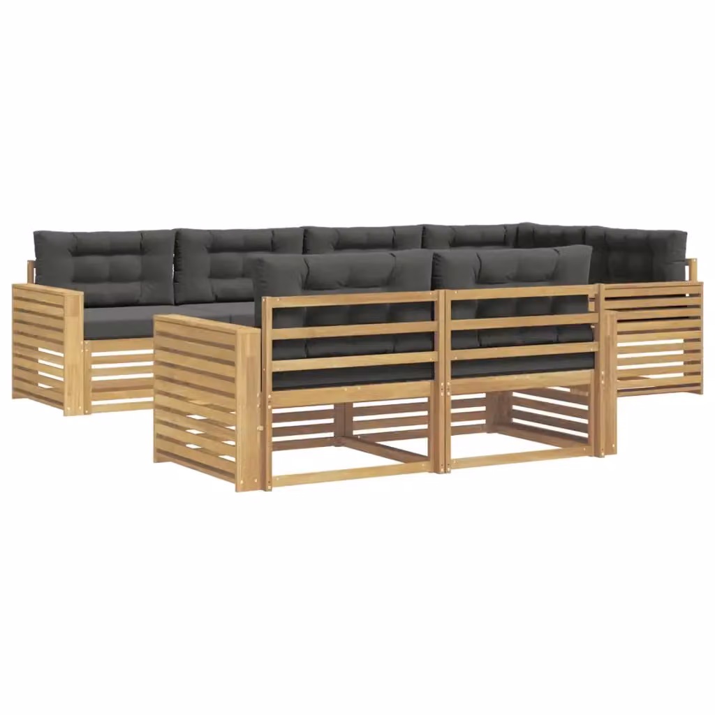 Set di divani da esterno a L vidaXL in legno di acacia con 7 posti, Bianco e Antracite – 2