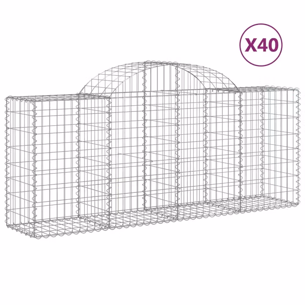 Set di 40 Cesti Gabbioni ad Arco Videx in Acciaio Zincato Argento L: 200 cm, P: 50 cm, H: 80/100 cm – 2