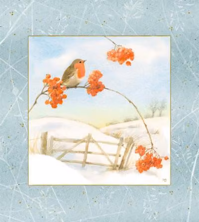 Calendario da parete Mattina d'inverno con pettirosso