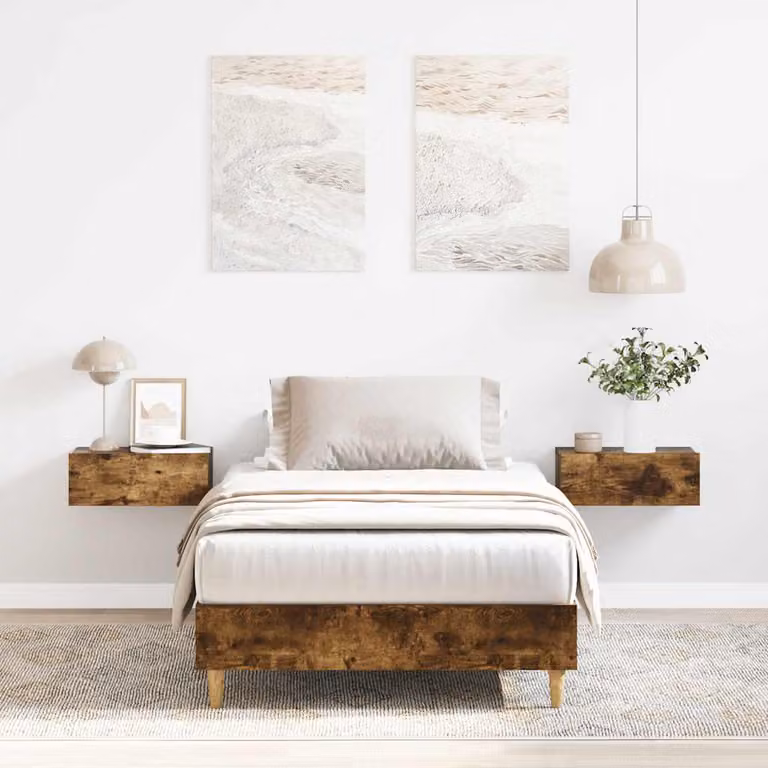 vidaXL Giroletto senza Materasso in Rovere Fumo, L: 78 cm, P: 193 cm, H: 25 cm