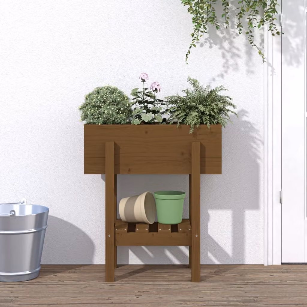 Fioriera da giardino rialzata vidaXL in legno di pino marrone L: 62 cm, P: 30 cm, H: 69 cm