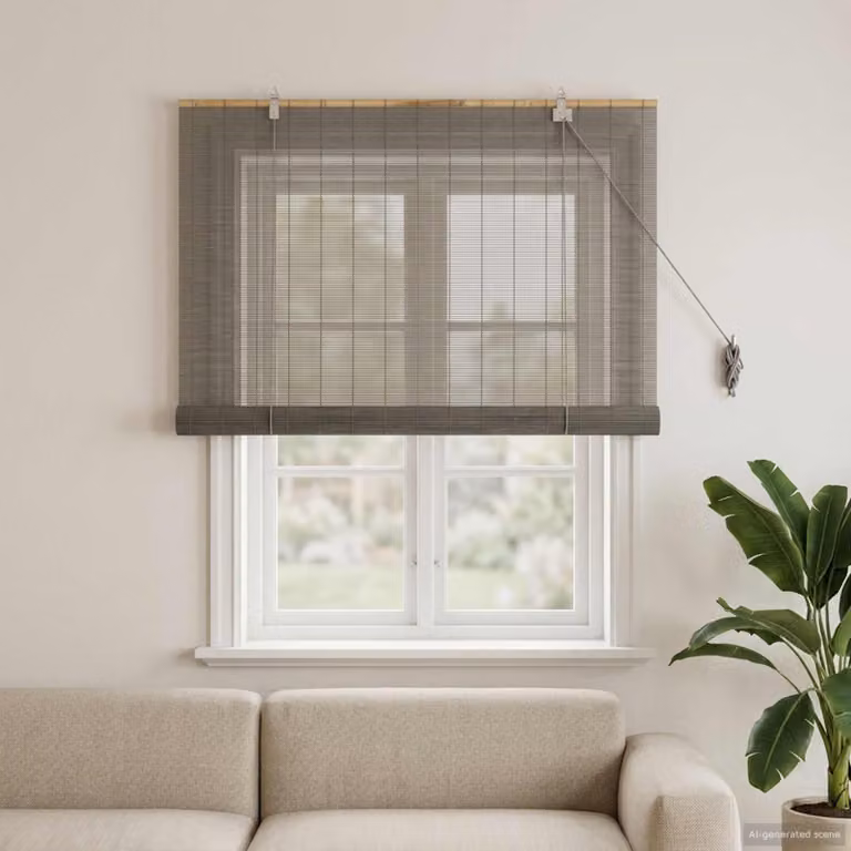 Tenda a rullo vidaXL in bambù grigio, resistente ai raggi UV, L: 100 cm x H: 160 cm
