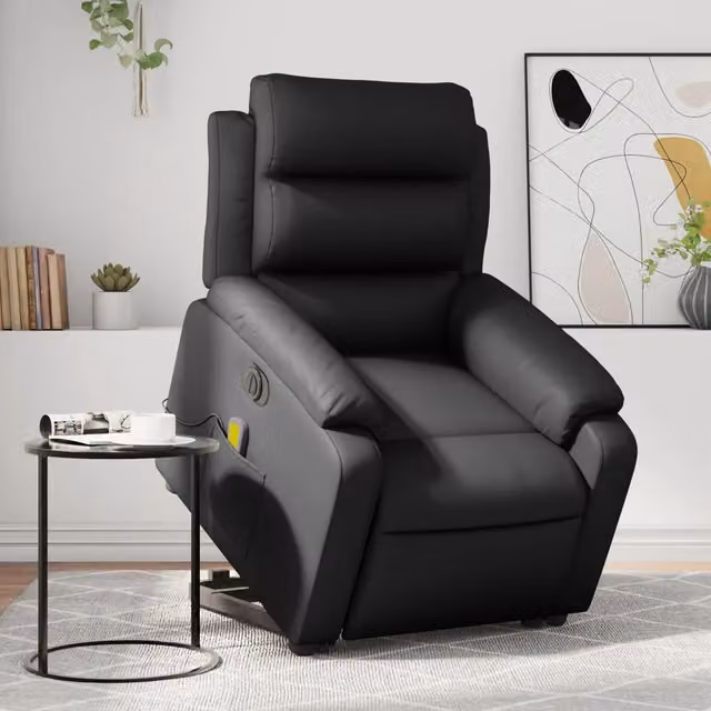 Poltrona Alzapersona Elettrica con Assistenza al Sollevamento vidaXL in Similpelle Nera per Senior