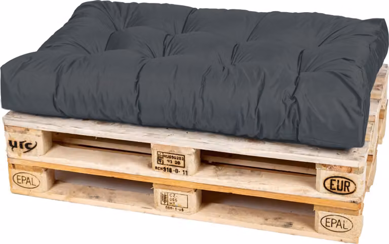 Cuscino per pallet TexDeko Garden 120x80x18 cm, trapuntato, idrorepellente, resistente ai raggi UV, antracite