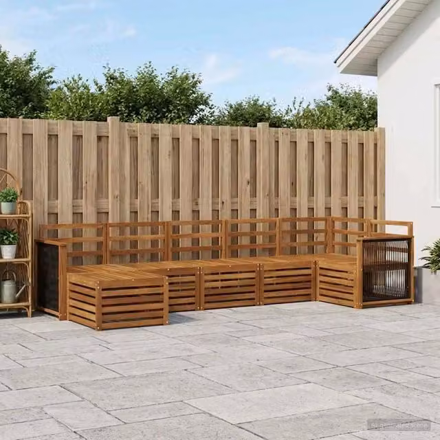 Set di divani da esterno 6 pz Naturale Legno di Acacia Massello 3384620