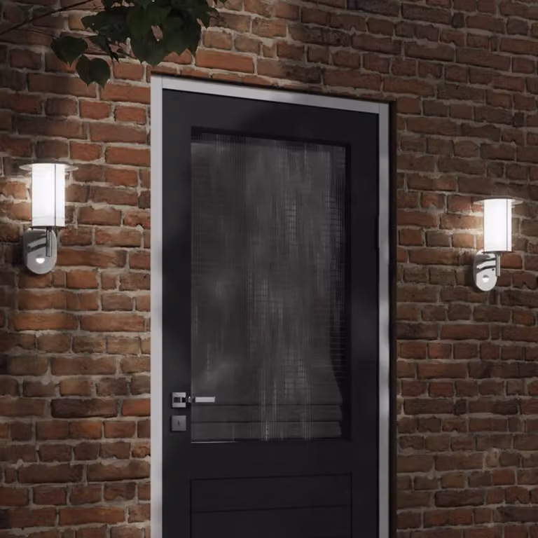 Set di 2 applique da esterno vidaXL in acciaio inox argento con sensore di movimento e protezione IP44