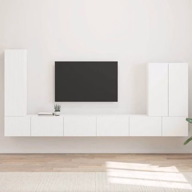 Set di Mobiletto da TV a Parete 6 pz Bianco 3408952