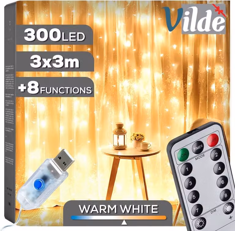 Tenda luminosa con telecomando 300 LED 3 m