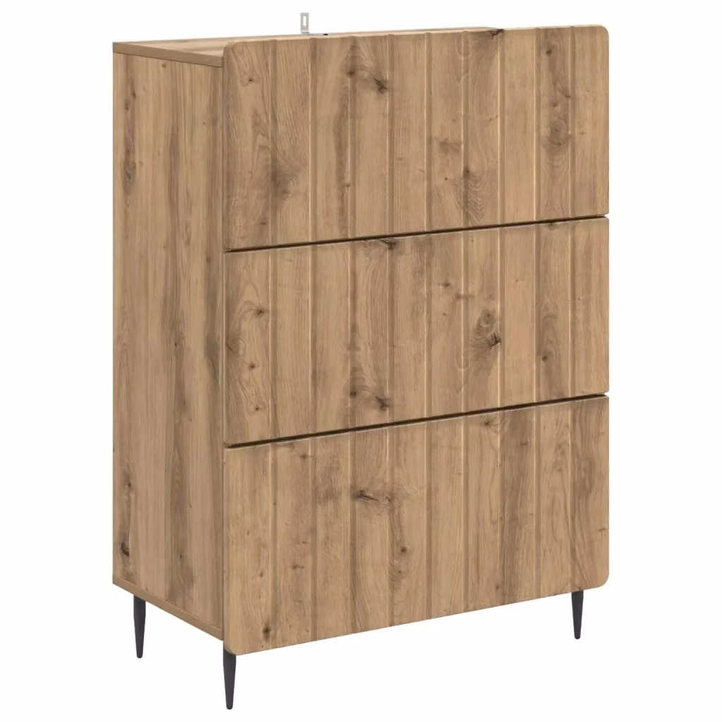 Mobile con Cassetti Moderno vidaXL in Legno e Metallo Marrone L: 66 cm, P: 34,5 cm, H: 92 cm – 2