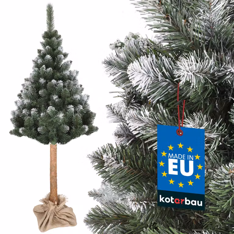 KOTARBAU® Albero di Natale Artificiale Neve 220 cm Diamante di pino su tronco di legno con supporto in plastica Albero di Natale Artificiale come un vero albero di Natale Artificiale Albero di Natale
