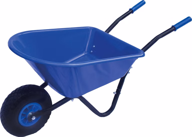 Carriola per bambini Pro-Bau-Tec blu con vasca in PP 20L con ruota in PU
