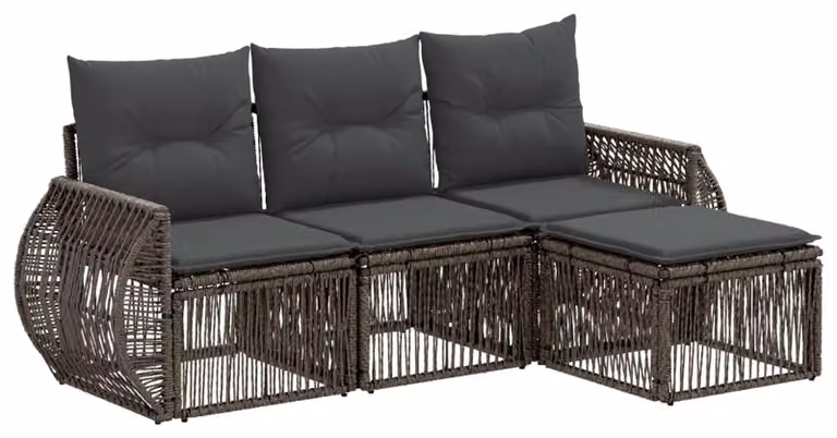 Set di divani da giardino, 4 pezzi, grigio e grigio scuro, in rattan sintetico