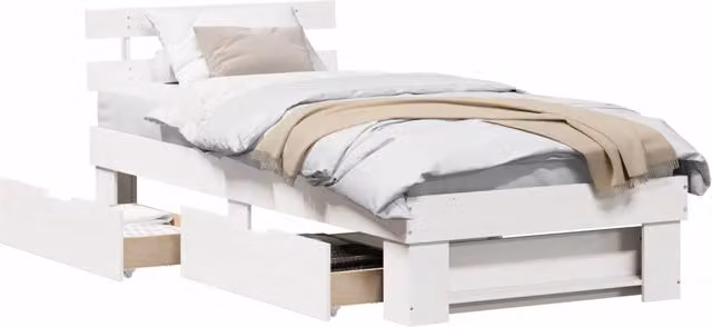 Letto singolo | Letto per adulti | Struttura del letto Bianco 100 x 200 cm Pino massello