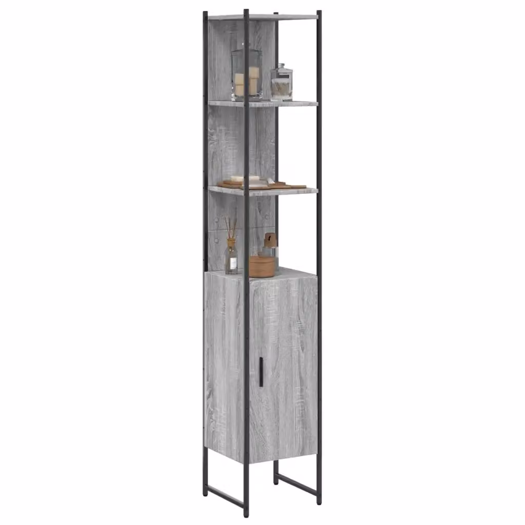 Armadio da bagno sospeso DESIGN IN Grigio con ripiani interni e ante a battente L/P/H: 33 x 33 x 185,5 cm – 2