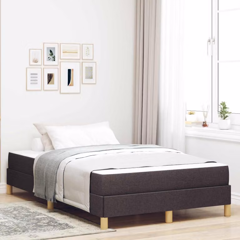 Letto a molle con materasso vidaXL in tessuto marrone con struttura in legno L/P/H: 120 x 200 x 64 cm