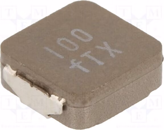 1x Induttore: Ferrite. Corrente di funzionamento: 7A. Sovraccarico massimo: 20%. Resistenza: 34,1 mΩ. Induttanza: 10 uH. Corrente di saturazione: 10,5 A. Modello: MPXV1D1040L100, montaggio superficiale (SMD)