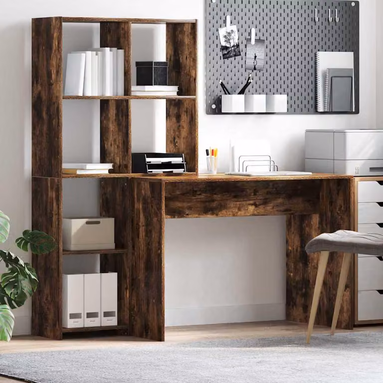 Maison Exclusive - Scrivania Rovere fumé 138,5 x 55 x 143 cm Legno multistrato
