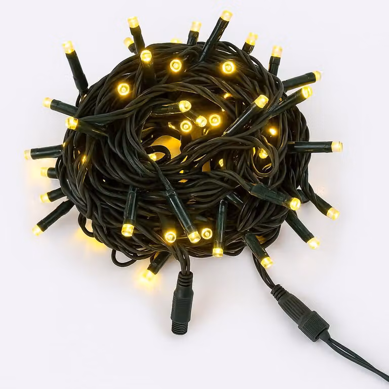 Catena luminosa a LED, 10 metri, 100 LED gialli, grado di protezione IP65, espandibile