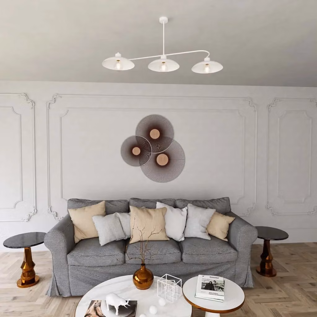 Lampadario Industrial Luceart-Classic Euryphaessa con 3 Luci in Metallo Bianco e Diffusori a Cupola – 2