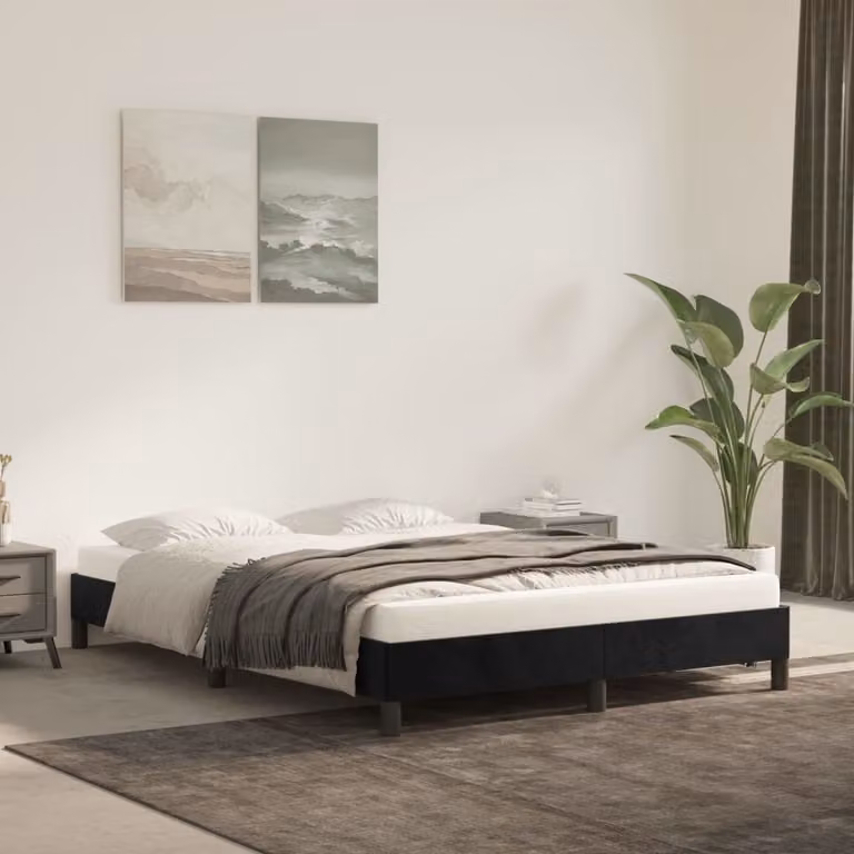 The Living Store struttura letto nera 140x200 cm in velluto