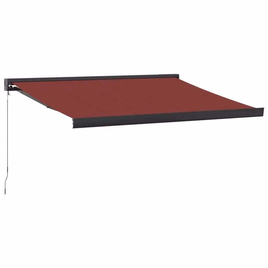 vidaXL Tenda da Sole Retrattile Manuale con Bracci Pieghevoli in Alluminio e Poliestere, Colore Rosso, L: 350 cm, P: 250 cm – 2