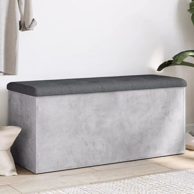 Panca portaoggetti moderna vidaXL in legno e tessuto grigio L: 110 cm, P: 42 cm, H: 45 cm