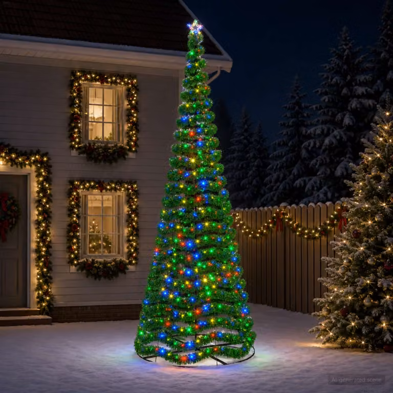 vidaXL Albero di Natale in tinsel con luci LED e base EKENAS 400 cm