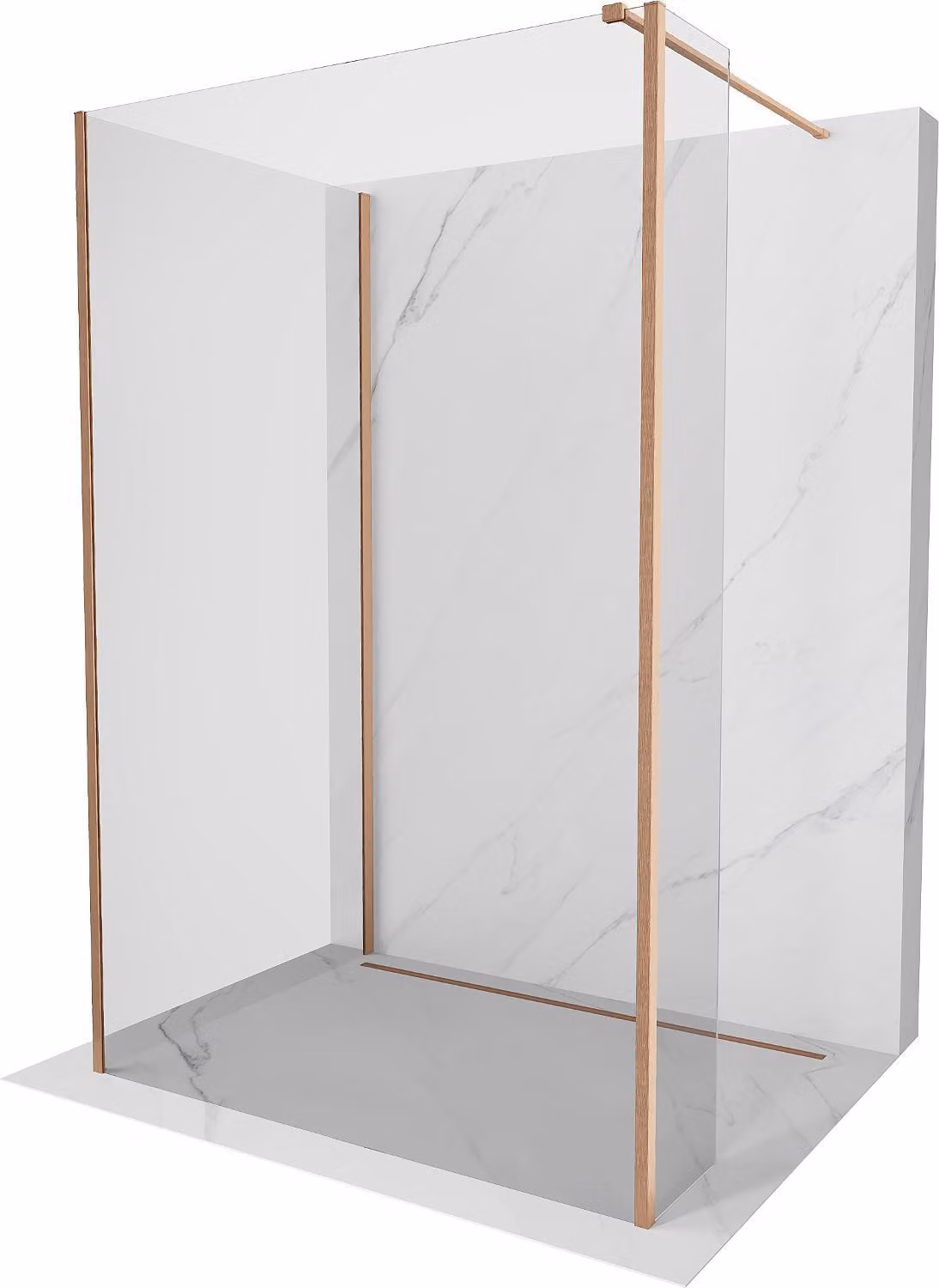 Mexen Kioto parete doccia Walk-in 140 x 80 x 30 cm, trasparente, rame spazzolato - 800-140-080-221-65-00-030