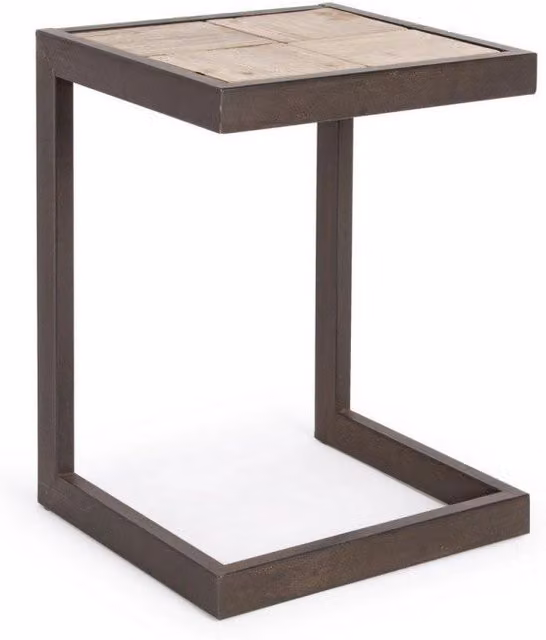 Sgabello Blocks GIORDANOSHOP in metallo e legno di abete marrone H 47 cm – 1