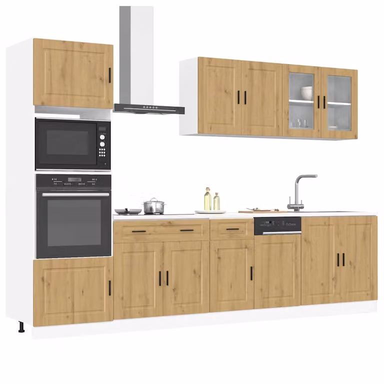 Set Mobili da Cucina vidaXL Kalmar 7 Pezzi Moderno Marrone con Ante in Vetro