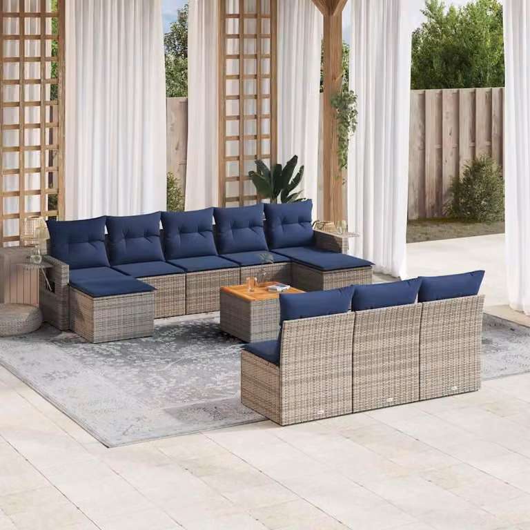 Maison Exclusive - Set da giardino 11 pezzi con cuscini, grigio, polyrattan