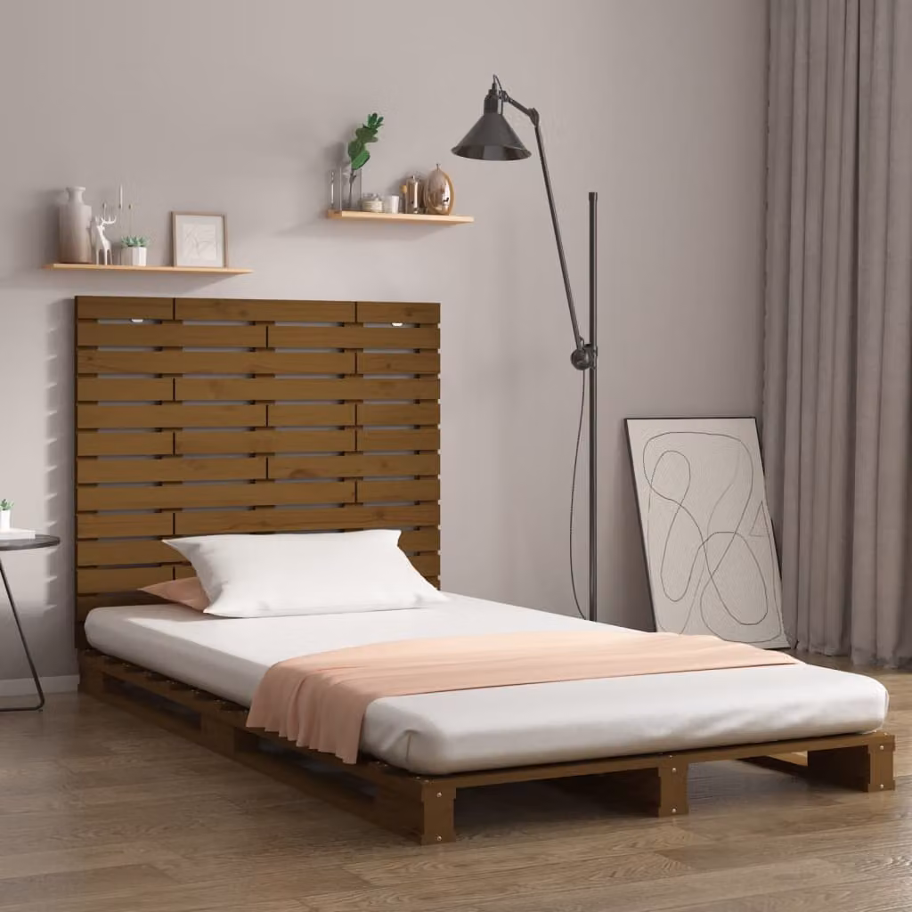 Testiera da parete vidaXL in legno massello di pino, colore marrone, L: 141 cm, P: 3 cm, H: 91,5 cm
